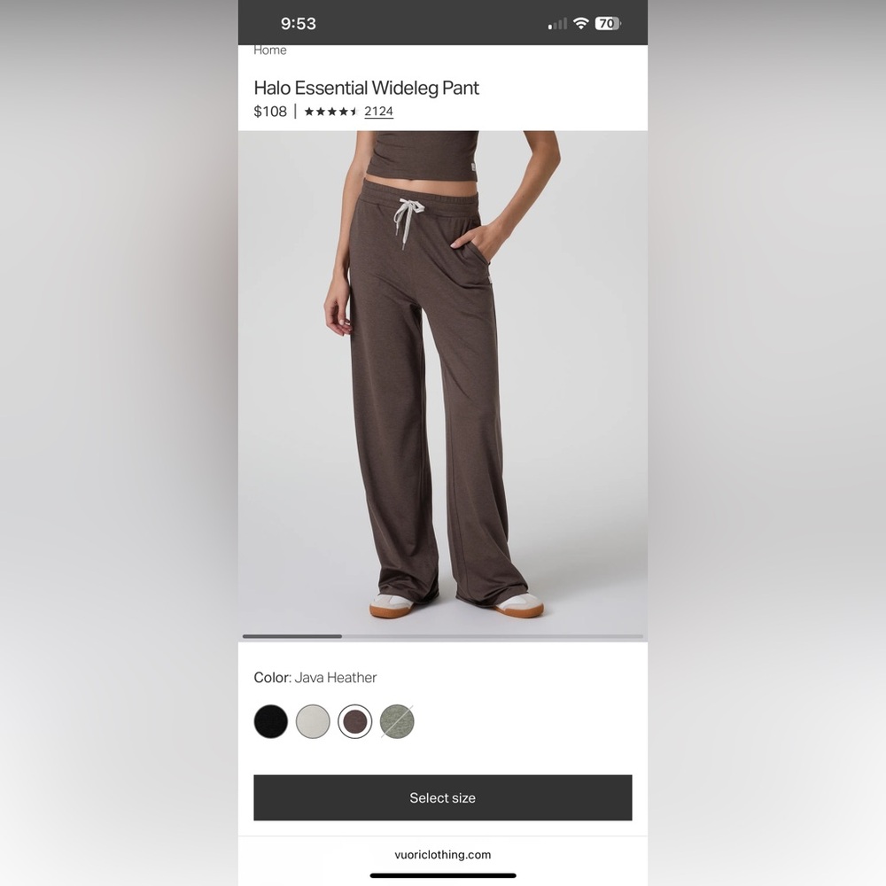 NWT Vuori Halo Essential wide leg pants.